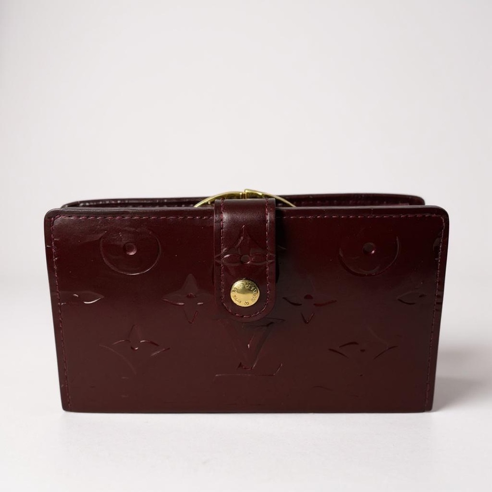 Louis Vuitton Burgundy Vernis Leather Monogram Compact Wallet